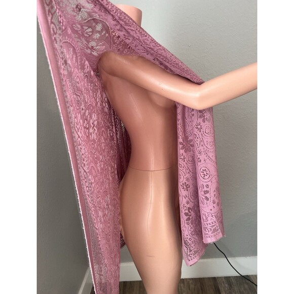 Peach pink Lace floral Open Front Kimono Beach Coverup Lightweight relaxed #211 - Picture 4 of 15